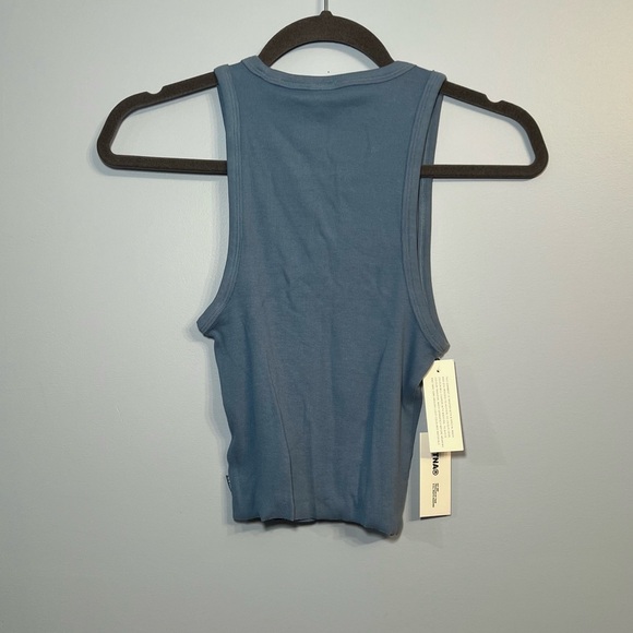 TNA Blue Cropped Ribbed Tank Top - Picture 4 of 4
